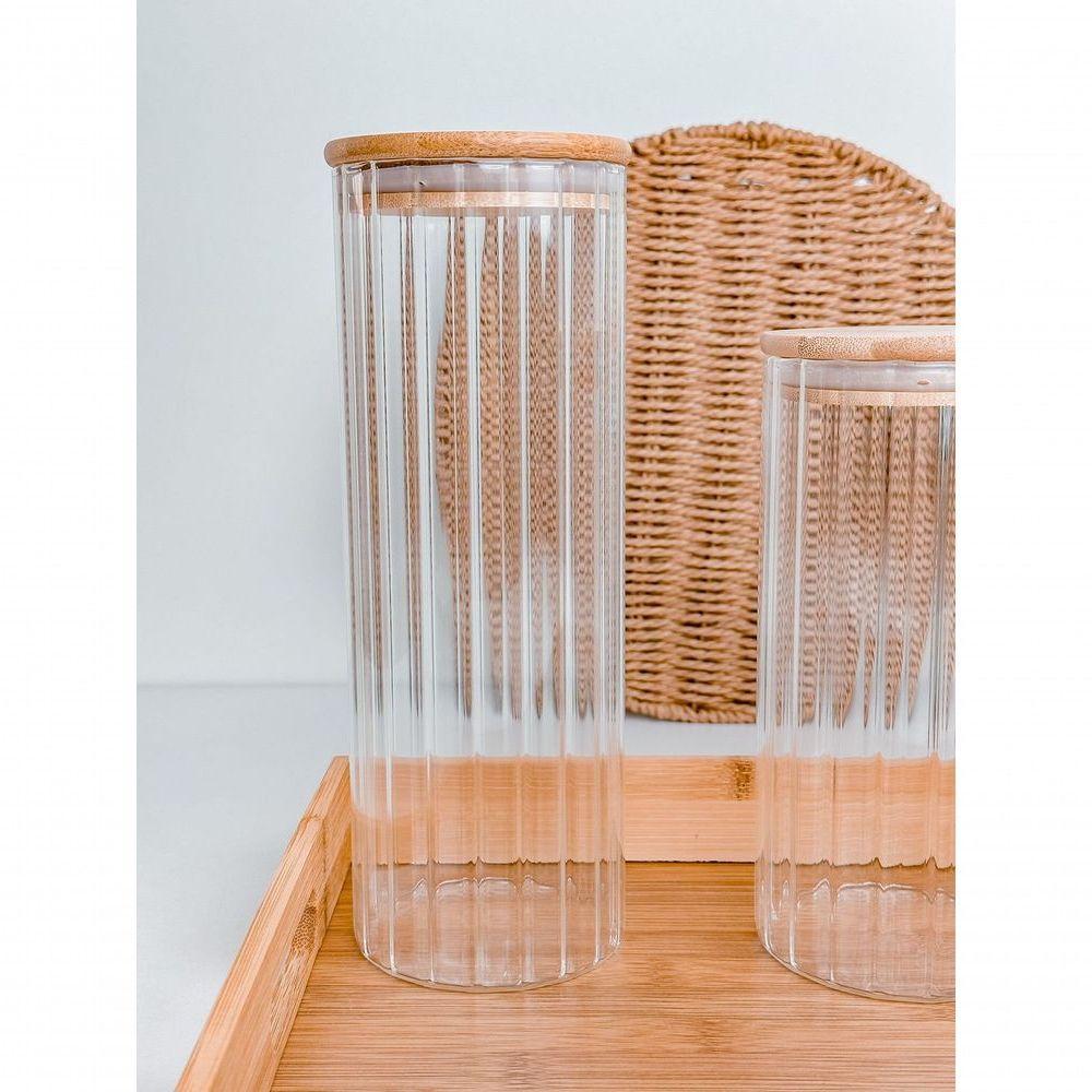 Pote De Vidro Canelado Com Tampa Bambu Wolff 1,3 Litros - 3