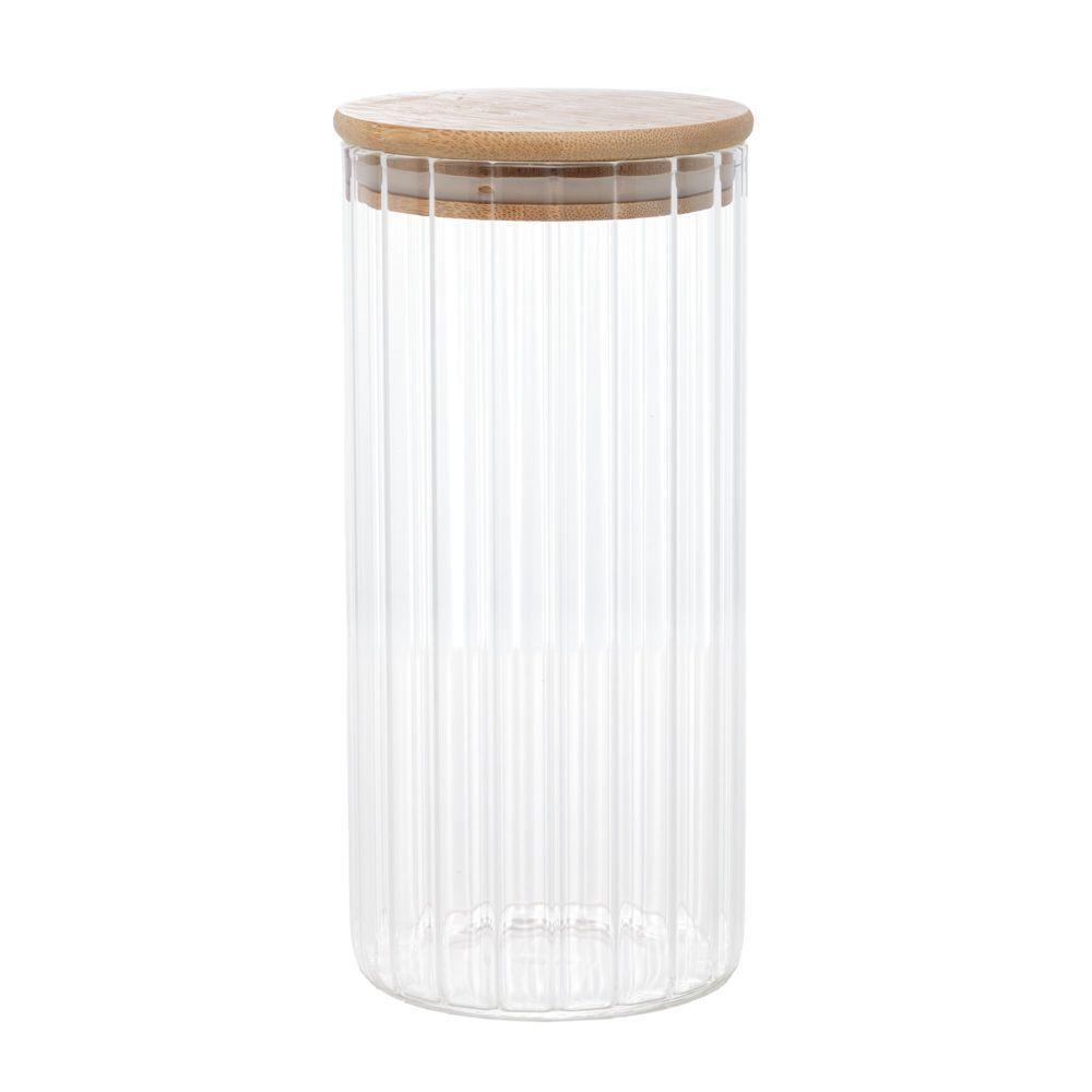 Pote De Vidro Canelado Com Tampa Bambu Wolff 800 Ml - 1