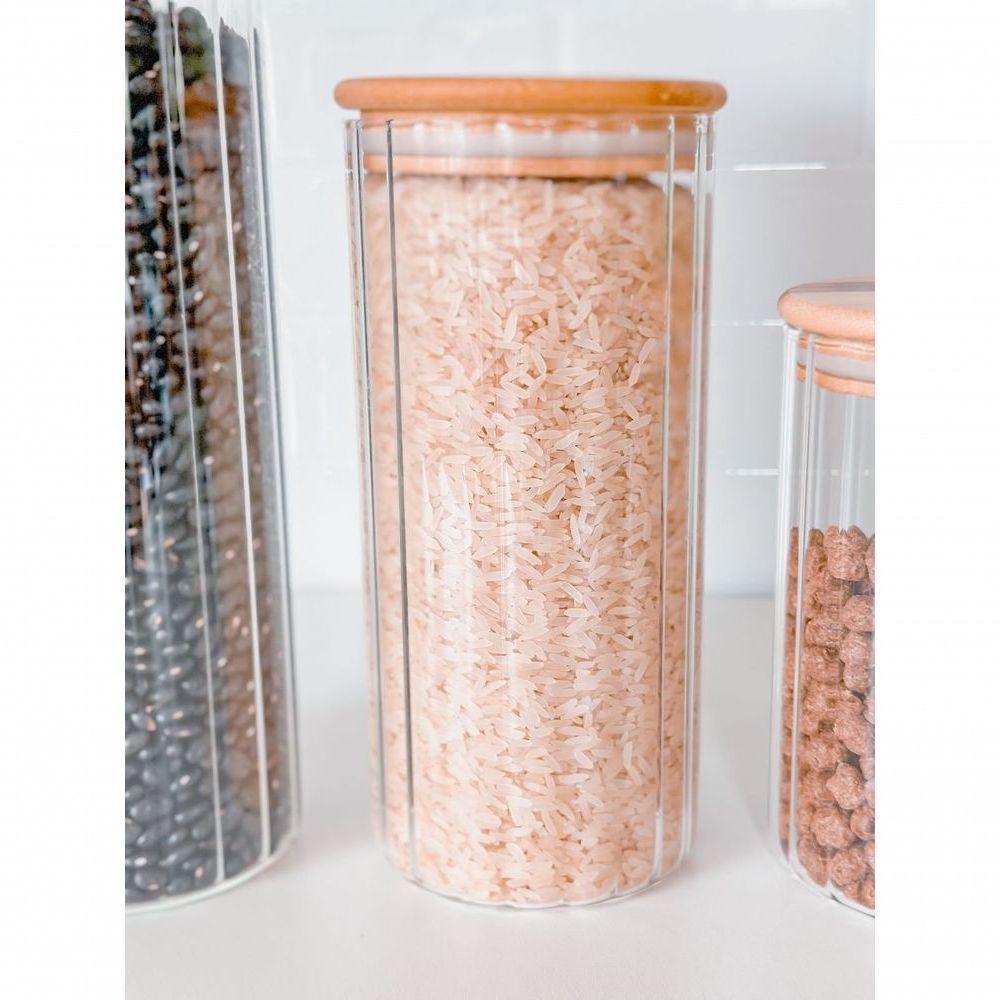 Pote De Vidro Canelado Com Tampa Bambu Wolff 800 Ml - 2