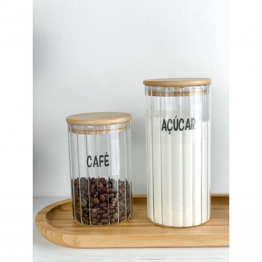 Pote De Vidro Canelado Com Tampa Bambu Wolff 800 Ml - 5