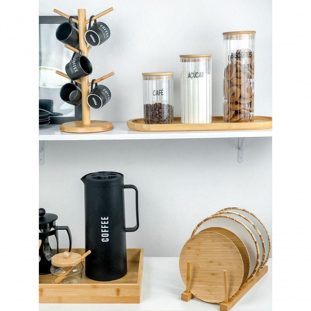 Pote De Vidro Canelado Com Tampa Bambu Wolff 800 Ml - 6