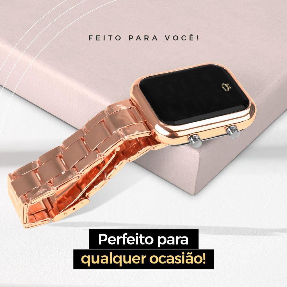 Relogio Feminino Rose Aço Inox + Pulseira Pandora + Caixa Maria - 3