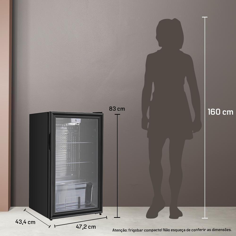 Frigobar Expositor Vertical Hq Vidro Duplo 95 Litros Preto 127V HQ-95FBPV - 8