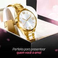 Relogio Feminino Banhado Aço Inox + Pulseira Pandora + Caixa - 7