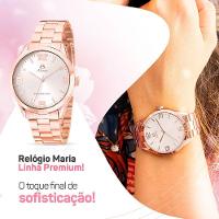 Relogio Feminino Aço Banhado Rose + Caixa + Brincos Colar Qualidade Premium Strass Inoxidável Casual - 3