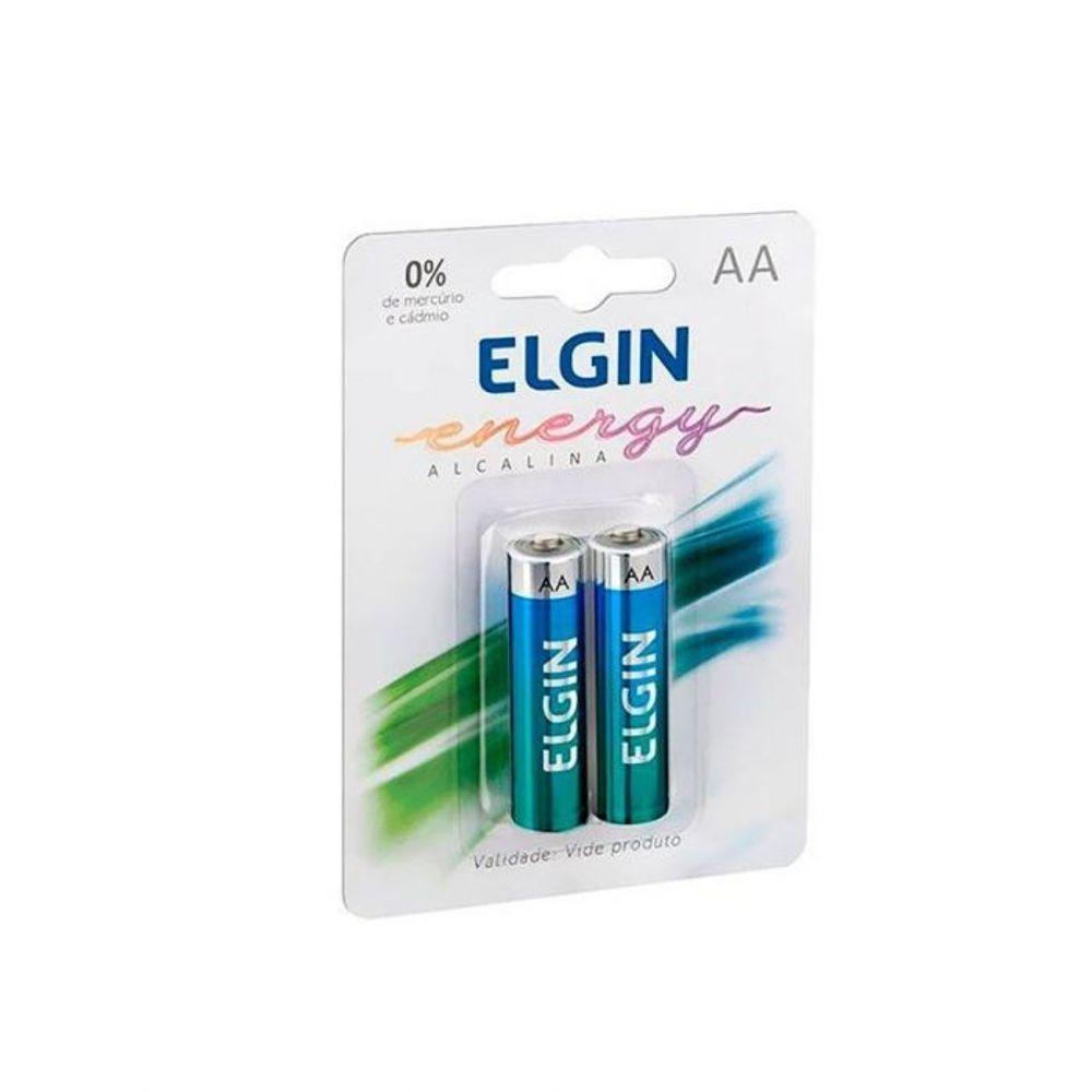 Cartela Com 2 Pilhas Aa Alcalina 1,5v -elgin Metal - 1