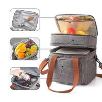 Bolsa Termica Marmita Lancheira Multiuso Alça Trabalho Passeio Academia Dois Compartimentos Azul - 3