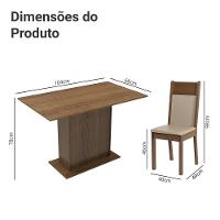 Conjunto Sala De Jantar Mesa Tampo De Madeira 4 Cadeiras Rustic/crema/bege Sheila Madesa - 3