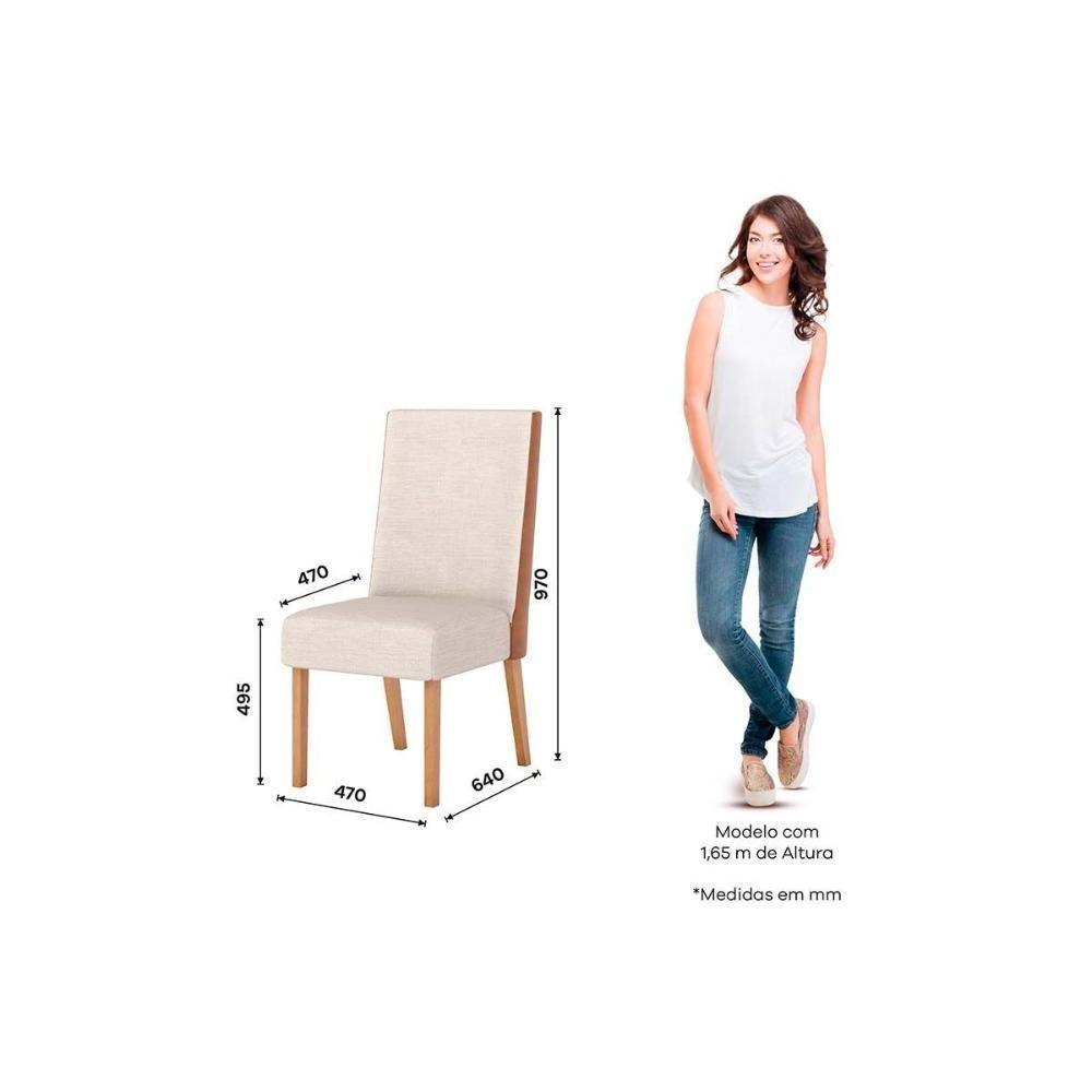 Sala de Jantar Completa Lins c/ Tampo Madeirado c/ Vidro Curvo 200x90cm e 6 Cadeiras Anne Nature/Courano/Linho - Henn - 6