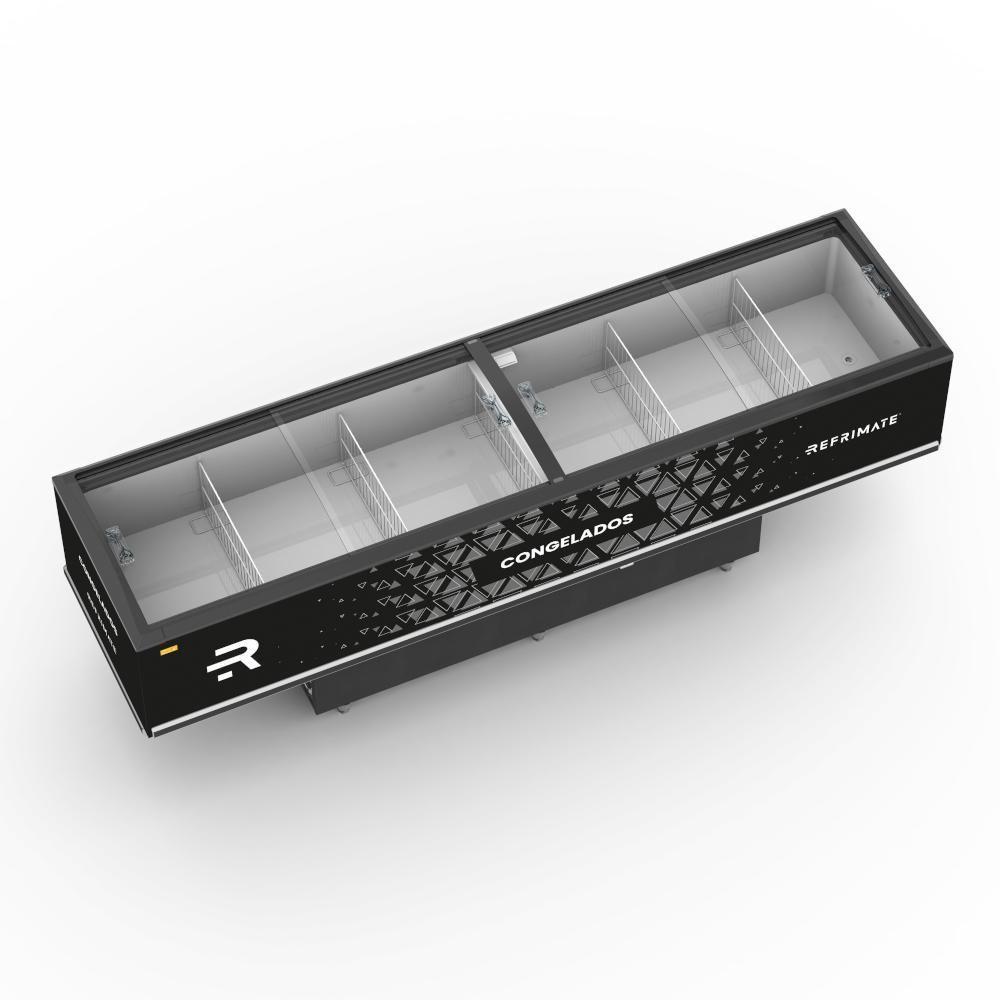Expositor Ilha Congelados Vanguard Top 3,00m 4 Portas Vidro Semi Curvo Eivt3000 220V - 2