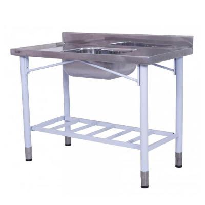 Mesa Tampo Inox 1,50mt Com Cuba 50x40x20cm Estrutura E Grade Pintada 552gr Benfati