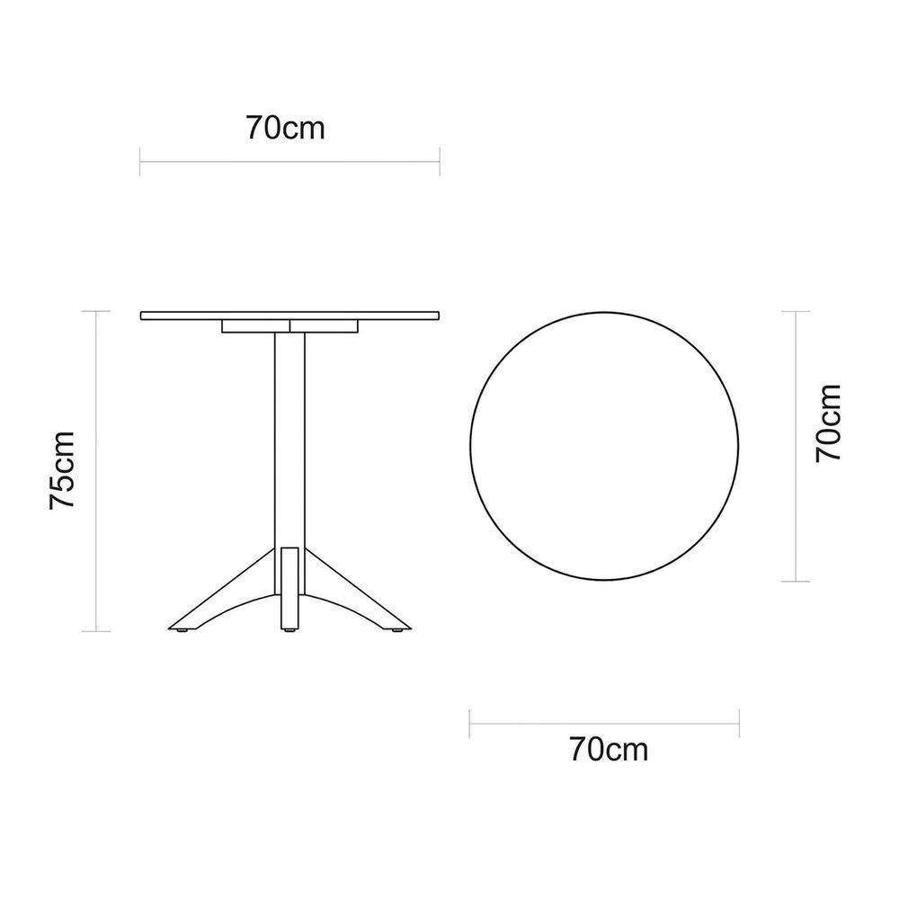 Mesa Madeira Tramontina London 2 Lugares 70cm Tauarí Amêndoa Redonda Tramontina - 2