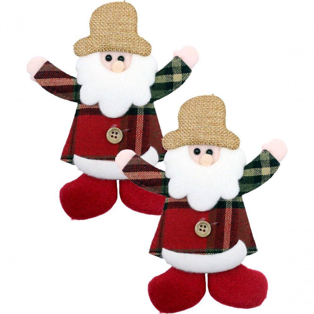 Kit 8 Enfeite Pendente árvore Natal Boneco Papai Noel 15cm - 1