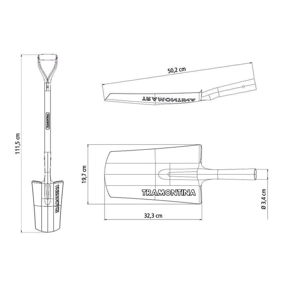 Pá Meia-lua Tramontina 426-00 Em Aço Com Cabo De Madeira 74 Cm Com Empunhadura Metálica Ergonômica - 2