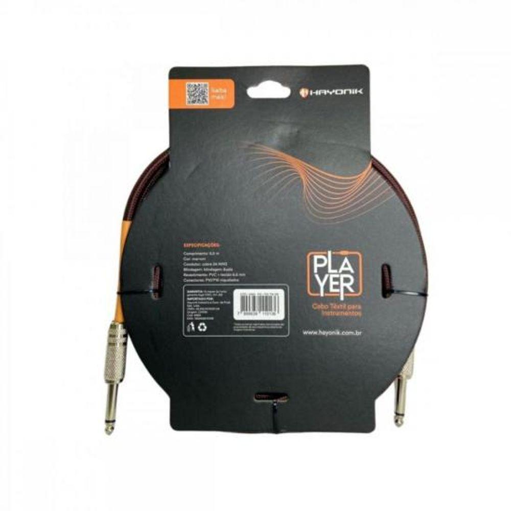 Cabo Para Instrumentos Player P10 Textil 5m Marrom Hayonik - 2