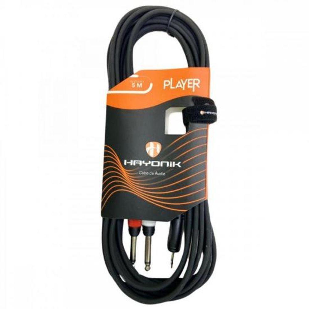 Cabo De áudio Player P2 X 2 P10 5m Preto Hayonik - 1