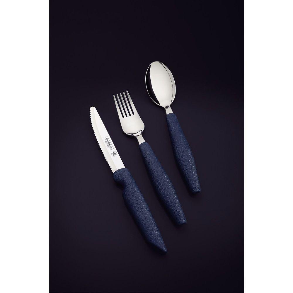 Jogo Talheres Assistivos Tramontina Forall 4 Peças Lâminas Inox Cabos Cinza Estojo - 3