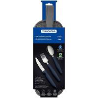 Jogo Talheres Assistivos Tramontina Forall 4 Peças Lâminas Inox Cabos Cinza Estojo - 5