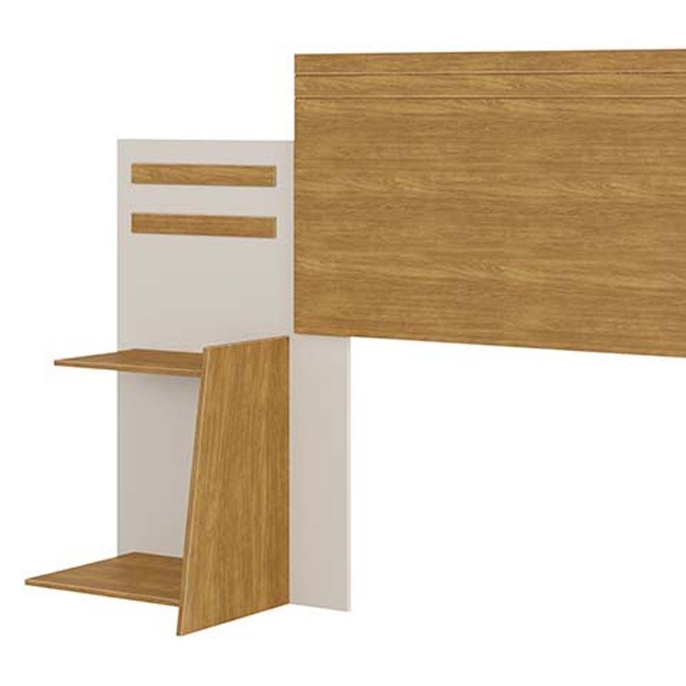 Cabeceira Queen 100% Mdf Com Nichos Laterais Nature Off White Goldy Shop Jm - 2
