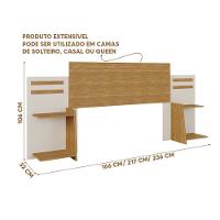 Cabeceira Queen 100% Mdf Com Nichos Laterais Nature Off White Goldy Shop Jm - 3