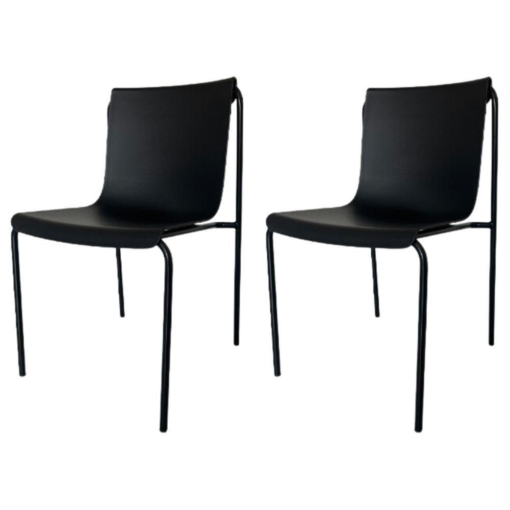 Kit 2 Cadeiras Iris Rivatti Assento Em Polipropileno Preto E Base Em Aço Pintado A Pó Preto - 1