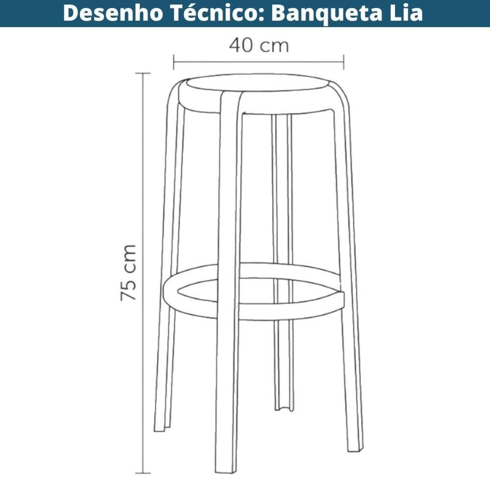 Kit 4 Banquetas Lia Rivatti Polipropileno Preto Assento Simulando Rattan Preto Com Proteção Uv - 3