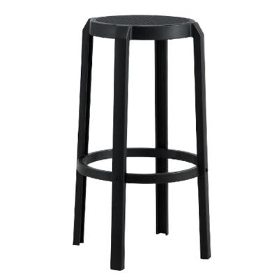 Kit 4 Banquetas Lia Rivatti Polipropileno Preto Assento Simulando Rattan Preto Com Proteção Uv