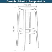 Kit 4 Banquetas Lia Rivatti Polipropileno Preto Assento Simulando Rattan Preto Com Proteção Uv - 3
