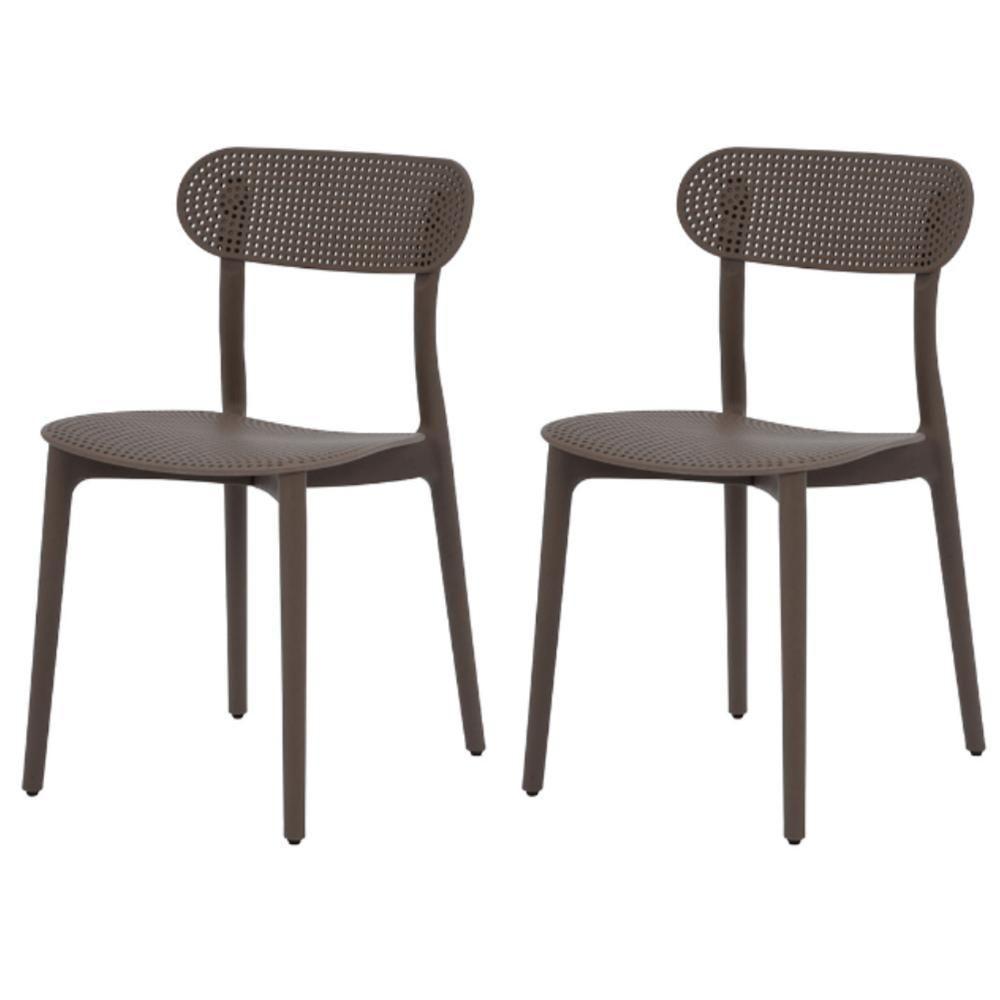 Kit 2 Cadeiras Área Externa Verte Rivatti Fibra Natural Sustentável Polipropileno Café Proteção Uv - 1