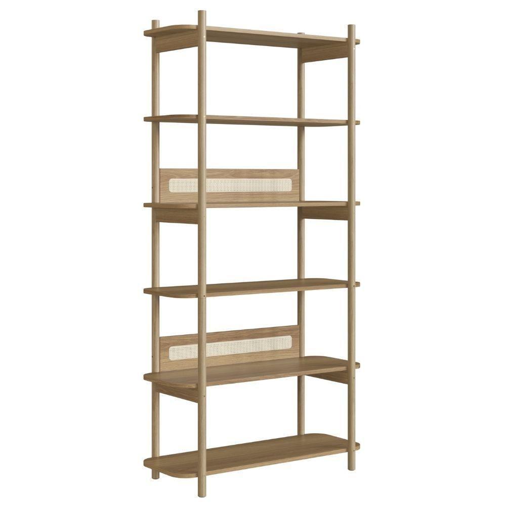 Estante Oslo Artesano 90 Cm Largura Mdp Hanover Palha Sintética Bege Pé Madeira Maciça - 1