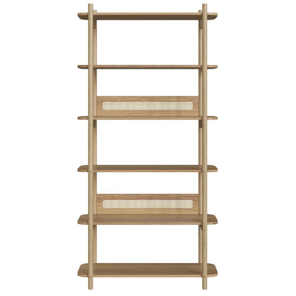 Estante Oslo Artesano 90 Cm Largura Mdp Hanover Palha Sintética Bege Pé Madeira Maciça - 2