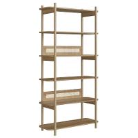 Estante Oslo Artesano 90 Cm Largura Mdp Hanover Palha Sintética Bege Pé Madeira Maciça - 1