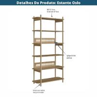 Estante Oslo Artesano 90 Cm Largura Mdp Hanover Palha Sintética Bege Pé Madeira Maciça - 3