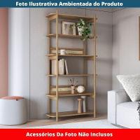 Estante Oslo Artesano 90 Cm Largura Mdp Hanover Palha Sintética Bege Pé Madeira Maciça - 5