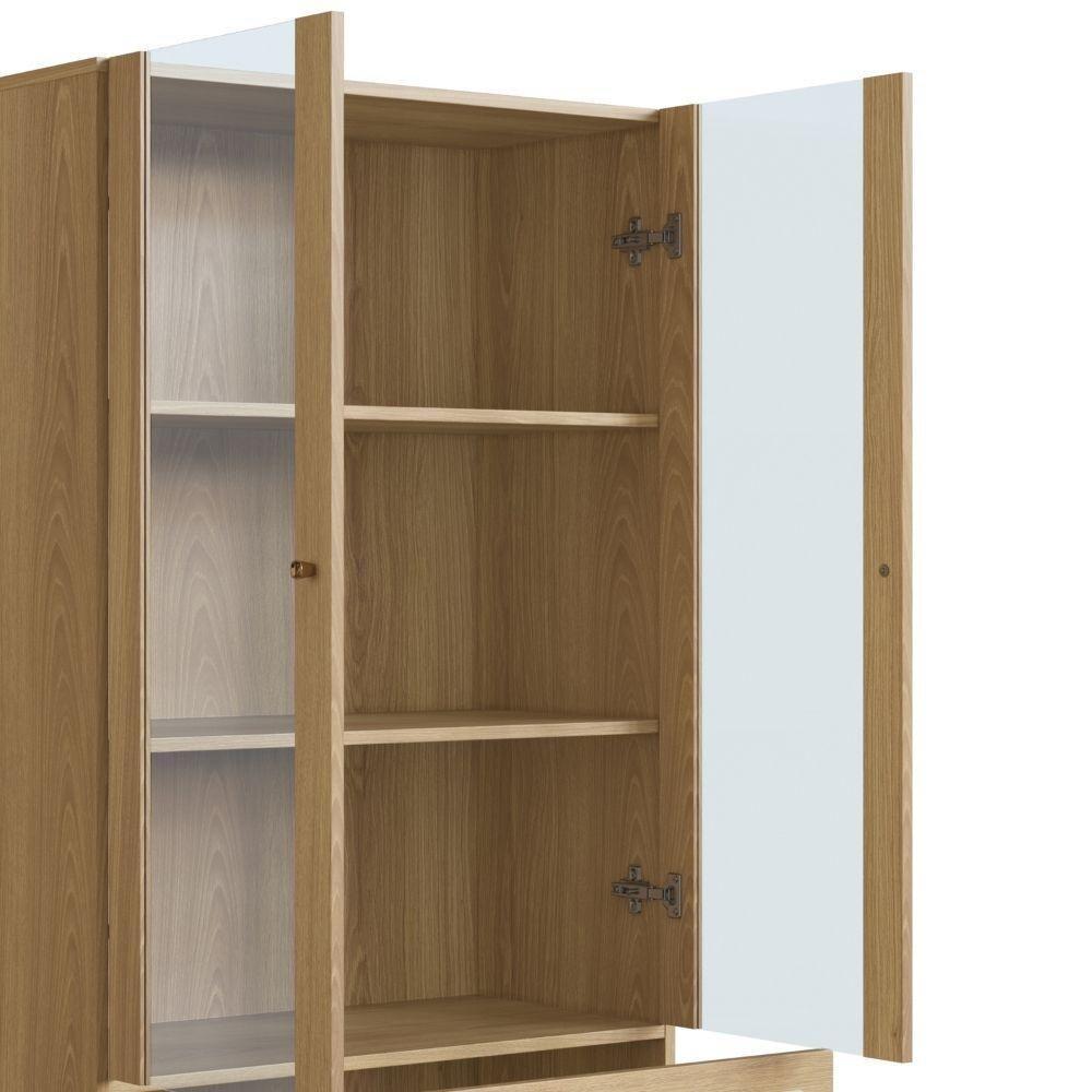 Cristaleira 2 Portas Oslo Artesano 83 Cm Largura Mdp Hanover Palha Sintética Bege E Pés Metal Dourado - 7