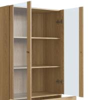 Cristaleira 2 Portas Oslo Artesano 83 Cm Largura Mdp Hanover Palha Sintética Bege E Pés Metal Dourado - 7