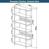 Estante Oslo Artesano 90 Cm Largura Mdp Nero Palha Sintética Bege Pé Metal Dourado - 3