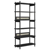 Estante Oslo Artesano 90 Cm Largura Mdp Nero Palha Sintética Bege Pé Madeira Maciça - 1