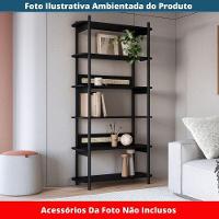 Estante Oslo Artesano 90 Cm Largura Mdp Nero Palha Sintética Bege Pé Madeira Maciça - 2