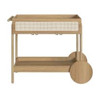 Carrinho Bar 1 Gaveta Oslo Artesano 112 Cm Largura Mdp Hanover Palha Sintética Bege Pé Madeira Maciça - 6