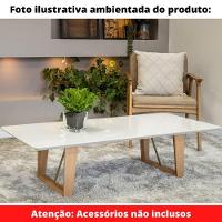 Mesa De Centro Roma Univ Retangular 140 Cm Off White Madeira Amêndoa Com Metalizado Dourado - 4