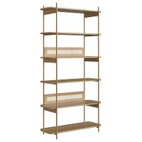 Estante Oslo Artesano 90 Cm Largura Mdp Hanover Palha Sintética Bege Pé Metal Dourado - 1