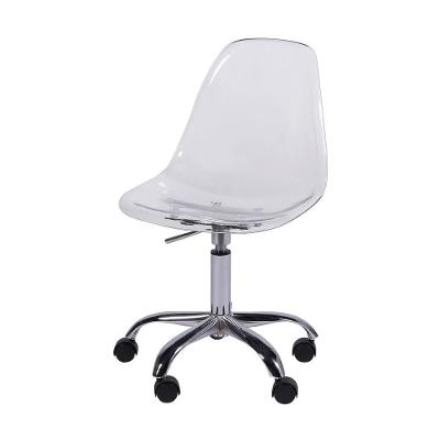 Cadeira Eames Policarbonato Transparente Base Rodizio Cromado