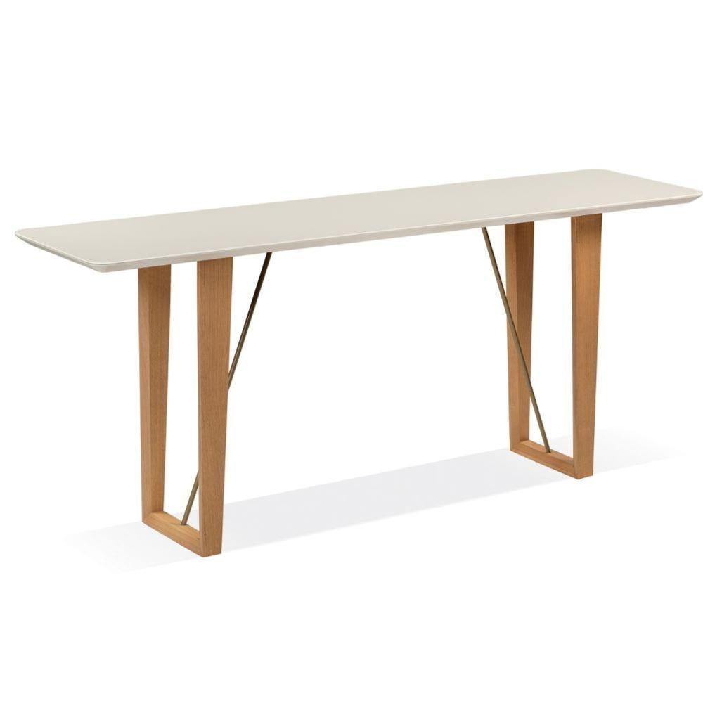 Aparador Roma Univ 180 Cm Tampo De Madeira Amêndoa Com Vidro Colado Branco Base Metalizada Dourado - 1