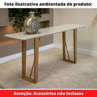 Aparador Roma Univ 180 Cm Tampo De Madeira Amêndoa Com Vidro Colado Branco Base Metalizada Dourado - 2