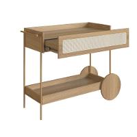 Carrinho Bar 1 Gaveta Oslo Artesano 112 Cm Largura Mdp Hanover Palha Sintética Bege Pé Metal Dourado - 2