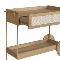 Carrinho Bar 1 Gaveta Oslo Artesano 112 Cm Largura Mdp Hanover Palha Sintética Bege Pé Metal Dourado - 3