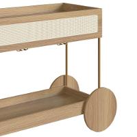 Carrinho Bar 1 Gaveta Oslo Artesano 112 Cm Largura Mdp Hanover Palha Sintética Bege Pé Metal Dourado