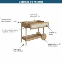 Carrinho Bar 1 Gaveta Oslo Artesano 112 Cm Largura Mdp Hanover Palha Sintética Bege Pé Metal Dourado - 5