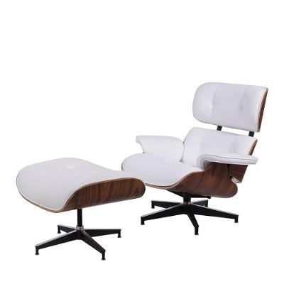 Conjunto Poltrona Girátoria E Puff Eames Pu Branco Base Metal